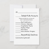 食事の選択の仮面舞踏会の応答カード 出欠カード (裏面)