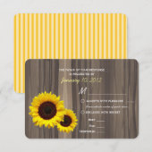 食事の選択の素朴な木およびヒマワリRSVP 出欠カード (正面/裏面)