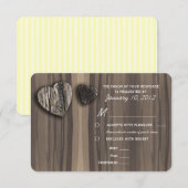 食事の選択の素朴な木製の樹皮のハートRSVP 出欠カード (正面/裏面)