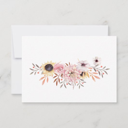 食事の選択ひまわり花結婚式RSVPレスポンスカード 出欠カード (裏面)