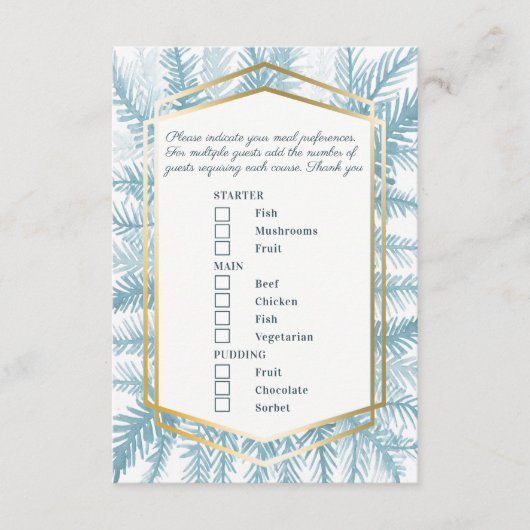 食事の選択ウィンターイベントブルースプルースの芸術 エンクロージャーカード (正面)