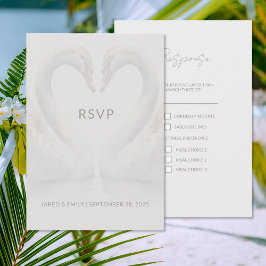 食事の選択ウェディングRSVPカードスワン 出欠カード