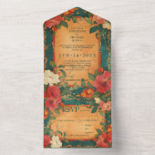 🌹食事の選択バラロマンス：アールヌーボー オールインワン招待状 (内側)