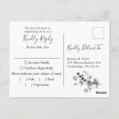 食事の選択ユーカリモダンプタスフローラ結婚式RSVP ポストカード (裏面)