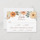 食事の選択素朴水の色の秋のフローラ 出欠カード (正面)