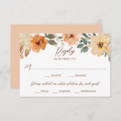 食事の選択素朴水の色の秋のフローラ 出欠カード (正面/裏面)