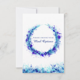 食事の選択結婚ブルースプラッシュエンクロージャカード 出欠カード