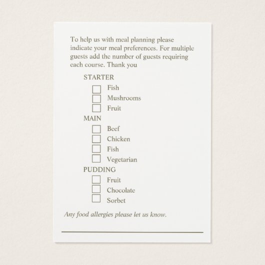 食事の選択結婚赤いブルゴーニュフローラカード (裏面)