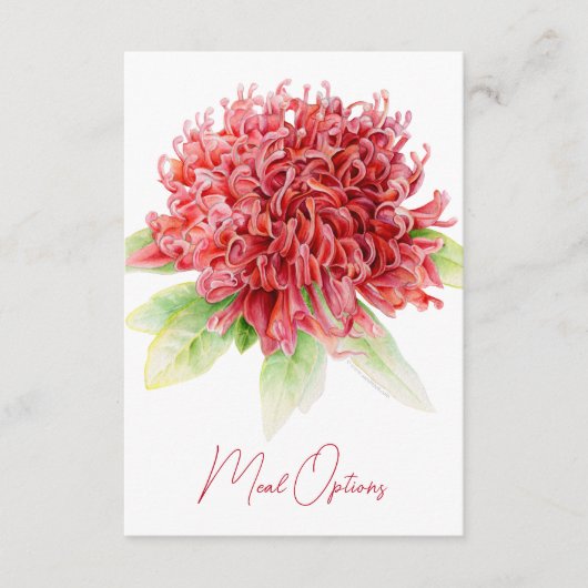 食事の選択結婚赤いブルゴーニュフローラカード エンクロージャーカード (正面)