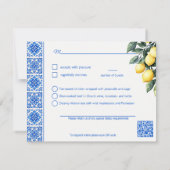💙🍋食事の選択 + QR Azul & Limone Romance 出欠カード (裏面)