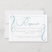 食事の選択RSVP | ティール（緑がかった色）ブルー簡略版スクロール 招待状 (正面)