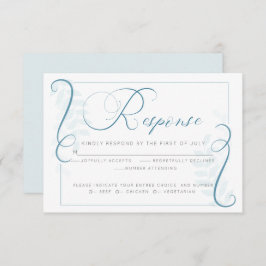 食事の選択RSVP | ティール（緑がかった色）ブルー簡略版スクロール 招待状
