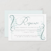 食事の選択RSVP |ミントモダンー葉ズ・ジェードアクセント 招待状 (正面/裏面)