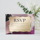 食事の選択RSVP |金ゴールドメタリックカシスのテクスチャ 招待状 (スタンド正面)