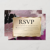 食事の選択RSVP |金ゴールドメタリックカシスのテクスチャ 招待状 (正面/裏面)