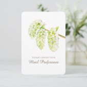 食事の選結婚択グリーンcatkinsの返信カード 出欠カード (スタンド正面)