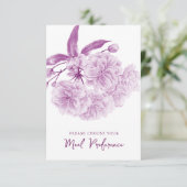 食事の選結婚択パープルフローラ返信カード 出欠カード (スタンド正面)