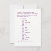 食事の選結婚択パープルフローラ返信カード 出欠カード (裏面)