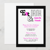 食事をして、友達として別れる ピンク ブラック 招待状 (正面/裏面)