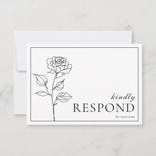 食事オプション付きRSVPタイムレス開花 出欠カード (正面)