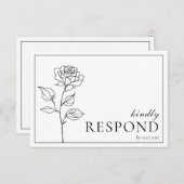 食事オプション付きRSVPタイムレス開花 出欠カード (正面/裏面)