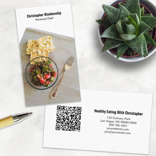 食事テーブル設定パーソナルシェフのカスタム写真 名刺