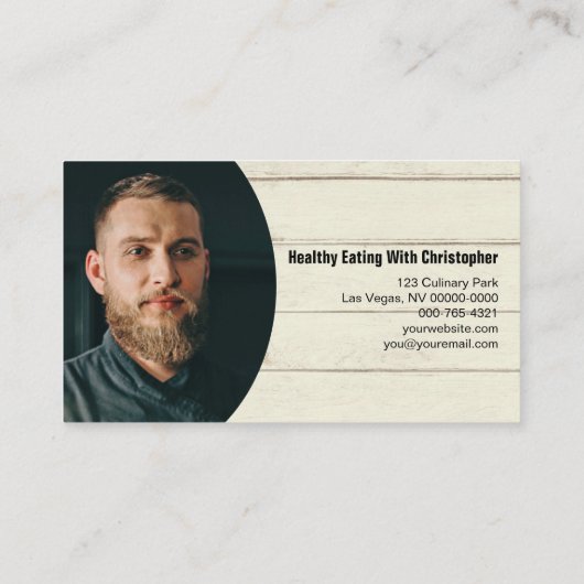 食事テーブル設定パーソナルシェフのカスタム写真 名刺 (裏面)