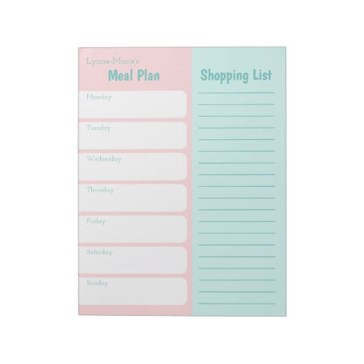 食事パーソナライズされたプランナーショッピング一覧ピンクブルー ノートパッド (回転)