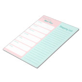 食事パーソナライズされたプランナーショッピング一覧ピンクブルー ノートパッド (アングル)