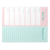 食事パーソナライズされたプランナーショッピング一覧ピンクブルー ノートパッド (正面)