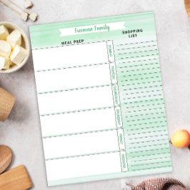 食事プランナーとショッピングリストグリーンウォーター色 ノートパッド