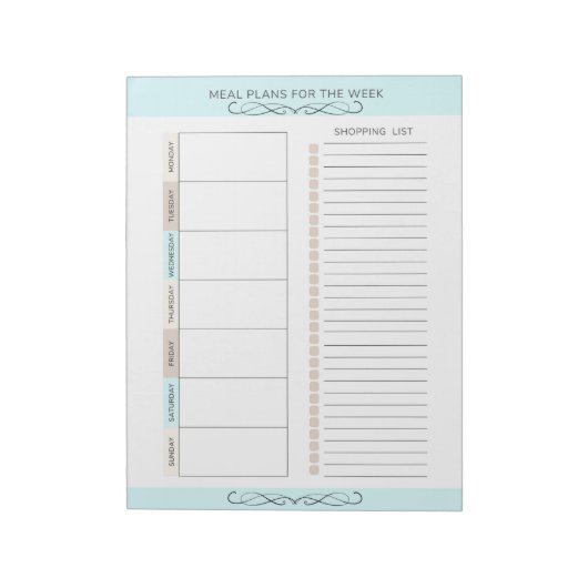 食事プランナーウィークリーライトカラー ノートパッド (回転)