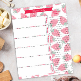 食事プランナー&ショッピングリストストロベリーパターン ノートパッド