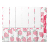 食事プランナー&ショッピングリストストロベリーパターン ノートパッド (正面)