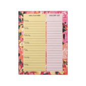 食事プランナー&食料品一覧ピンクフローラ ノートパッド (回転)