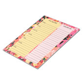 食事プランナー&食料品一覧ピンクフローラ ノートパッド (アングル)