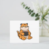 食事中にボウルを持つ虎 ポストカード (スタンド正面)