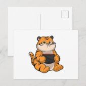 食事中にボウルを持つ虎 ポストカード (正面/裏面)