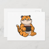 食事中に器を食べる虎 ポストカード (正面/裏面)