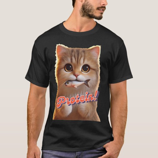 食事中の猫 Tシャツ (正面)