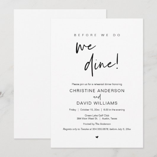 食事会　やる前に　まず食事を 招待状 (正面/裏面)