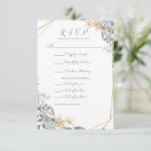 食事性幾何金ゴールドブルーフローラRSVP 出欠カード (スタンド正面)