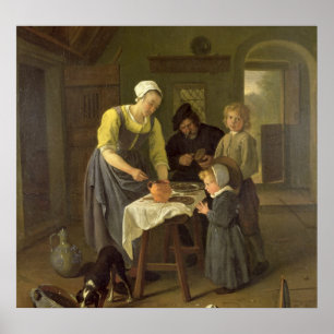 食事時、c.1665に小作農家族 ポスター