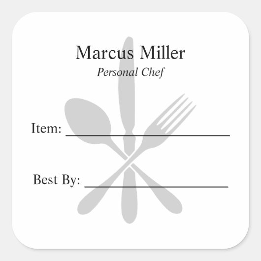 食事準備用パーソナルシェフ ラベル (正面)