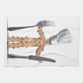 食事用器具類が付いているシェフ箱の人のキャラクター キッチンタオル (横)