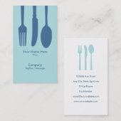 食事用器具類のカフェの名刺(淡いブルーの) 名刺 (正面/裏面)