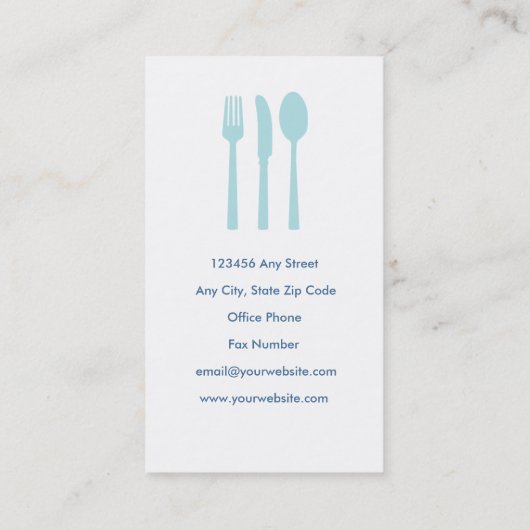 食事用器具類のカフェの名刺(淡いブルーの) 名刺 (裏面)
