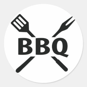 食事用器具類アイコンが付いているBBQ ラウンドシール