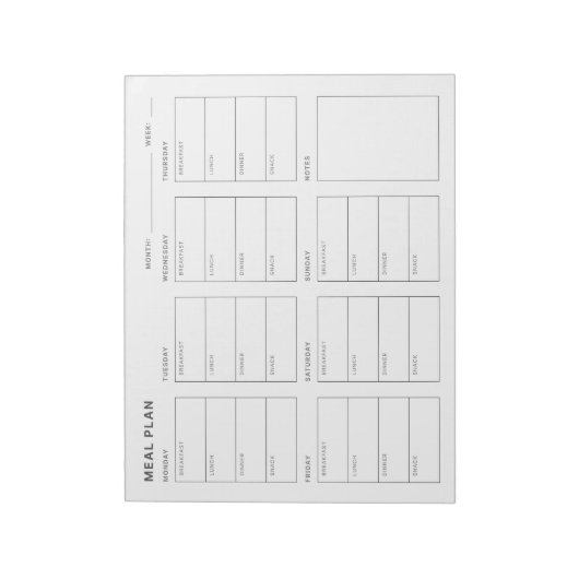 食事計画ウィークリープランナー ノートパッド (回転)