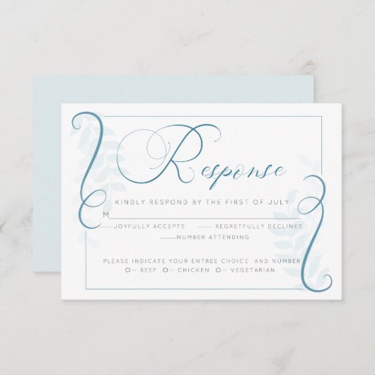 食事選択の返信カード | ティールブルーのシンプルなスクロール 招待状 (正面/裏面)